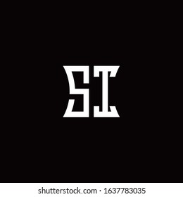 SI monogram logo with curved side style design template