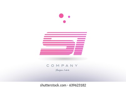 si s i alphabet letter logo pink purple stripes lines creative text dots company vector icon design template