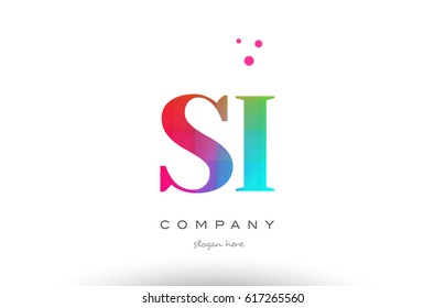 SI S I creative rainbow colors colored artistic alphabet company letter logo design vector icon template