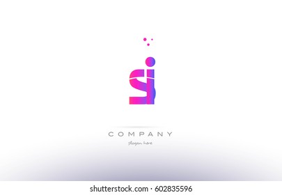 si s i  pink purple modern creative gradient alphabet company logo design vector icon template