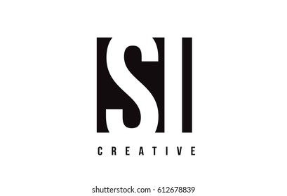 SI S I White Letter Logo Design with Black Square Vector Illustration Template.