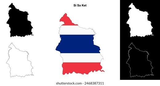 Si Sa Ket province outline map set