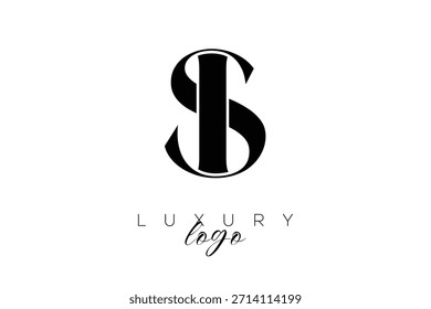 Logotipo de la tipografía del monograma de la letra de SI Serif para la identidad elegante de la marca de Premium