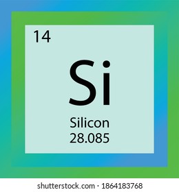 Si Silicon Chemical Element Periodic Table. Single element vector illustration, Semi metals element icon with molar mass and atomic number for laboratory, science or chemistry education.