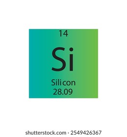 Tabla periódica de elementos químicos metaloides de silicio. Ilustración vectorial cuadrada plana simple, icono de estilo limpio simple con masa molar y número atómico para laboratorio, ciencia o clase de química.