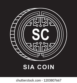 sia coin sc Cryptocurrency  icon with black background