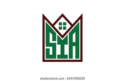 SIA initial letter real estate builders logo design vector. construction, housing, home marker, property, building, apartment, flat, compartment, business, corporate, house rent, rental, commercial