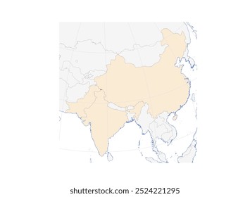 Mapa del glaciar Siachen: Situado en el sur de Asia en el continente asiático. Ilustración de la región con países vecinos