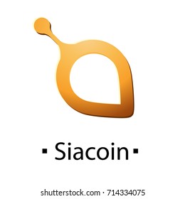 Siacoin cryptocurrency golden icon. Vector illustration isolated on white background.