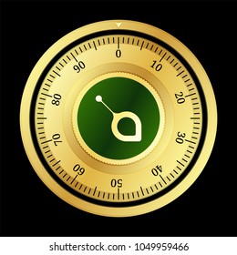 Siacoin (SC) cryptocurrency safe lock. Eps10 vector illustration isolated on black background.