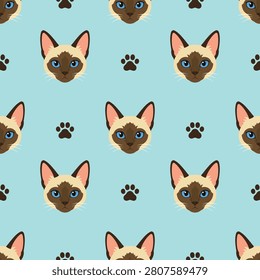 Siam Cat Seamless Pattern Design