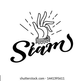Siam lettering design logo vector with traditional applied thai art hand illustration. Old name of 'Thailand'.