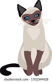 Bonito gato siamés. vector de gato. Caricatura de un lindo gato