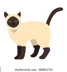 Siamese cat cartoon style vector silhouette