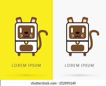 Siamese Cat, cute cartoon, mascot, toy, doll, in simple geometric shape, logo, symbol, icon, graphic, vector.