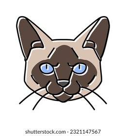 siamese cat cute pet color icon vector. siamese cat cute pet sign. isolated symbol illustration