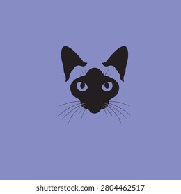 Siamese cat head logo vector art silhouette illustration.