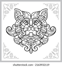 siamese cat head zentangle arts. isolated on white background.