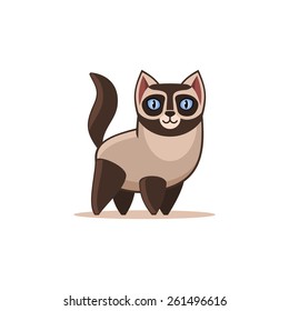 Siamese Cat Isolated on the White Background. Vector