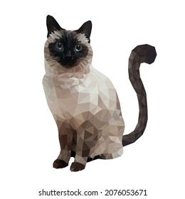 siamese cat polygonal design, low polygon type graphic design, detail object