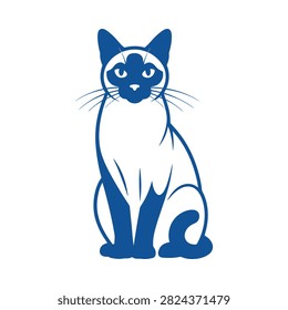 Siamese Cat Silhouette Blue And White Graphic Design