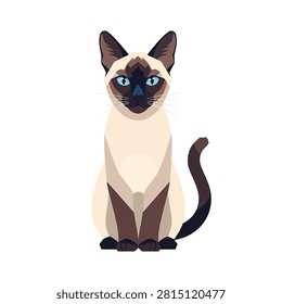 A Siamese cat sitting with blue eyes