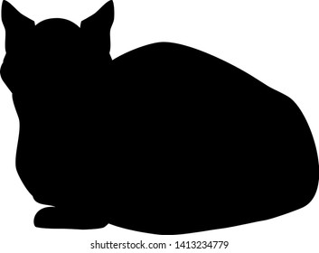 Siamese cat sitting silhouette isolated on white background. Kitten simple icon, vector eps 10