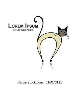 Siamese cat, sketch for your design. Vector illustration