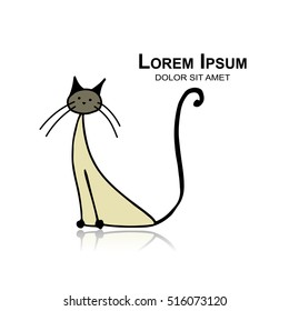 Siamese cat, sketch for your design. Vector illustration