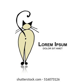 Siamese cat, sketch for your design. Vector illustration