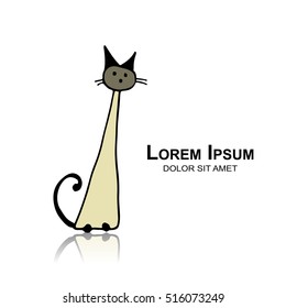 Siamese cat, sketch for your design. Vector illustration