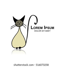 Siamese cat, sketch for your design. Vector illustration