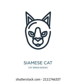 siamese cat thin line icon. siamese, pet linear icons from cat breed bodies concept isolated outline sign. Vector illustration symbol element for web design and apps.