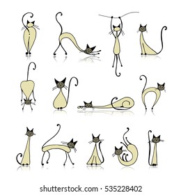 Siamese cats collection, sketch for your design