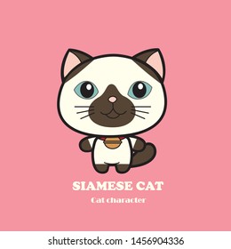 siamese cute cat character illustration vector