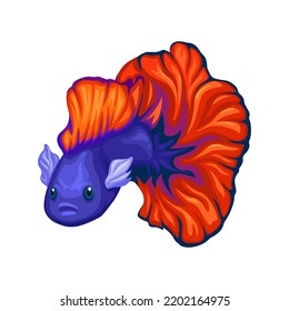 Siamese Fighting Fish. Asian Exotic Fish Species Illustration Vector