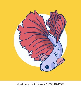 Siamese Fighting Fish. Betta Splendens hand drawn.