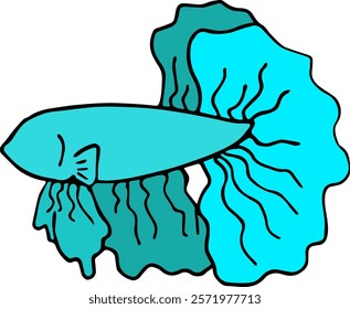 Siamese fighting fish cartoon. Betta fish.	