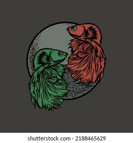 Siamese fighting fish illustration design vector