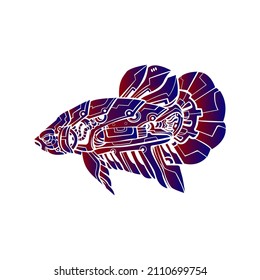 Siamese fighting fish robot illustration