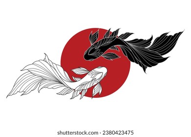 Siamese fighting fish tattoo art.
