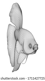 Siamesischer Fisch, polygonal, Illustration. Abstrakter Fisch aus der Vektorillustration auf weißem Hintergrund