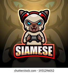 Siamese gamer mascot esport logo design