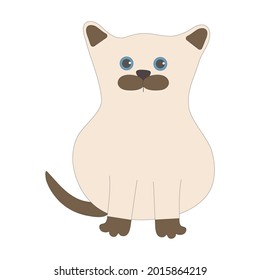 Siamese kitten in the doodling style on a white background for use in web design or clipart