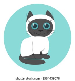 Siamese kitten icon. Cat avatar. Vector.