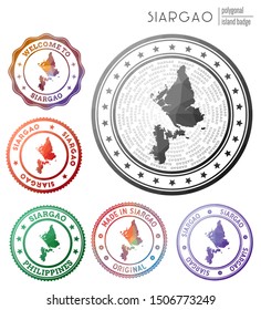 Siargao badge. Colorful polygonal island symbol. Multicolored geometric Siargao logos set. Vector illustration.