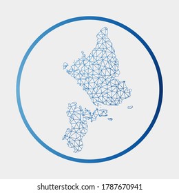 Icono de Siargao. Mapa de red de la isla. Signo redondeado de Siargao con anillo degradado. Tecnología, internet, red, concepto de telecomunicaciones. Ilustración vectorial.