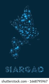 Siargao Netzwerkkarte. Abstrakte geometrische Karte der Insel. Internetanschlüsse und Telekommunikation. Wunderschöne Vektorillustration.