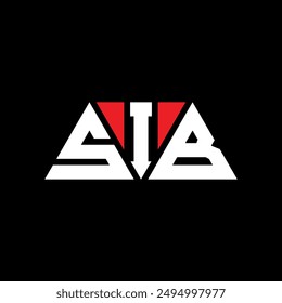 SIB triangle letter logo design with triangle shape. SIB triangle logo design monogram. SIB triangle vector logo template with red color. SIB triangular logo Simple, Elegant, and Luxurious design.