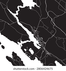 Sibenik Croatia city map vector illustration. Black and white street map of Sibenik Dalmatia